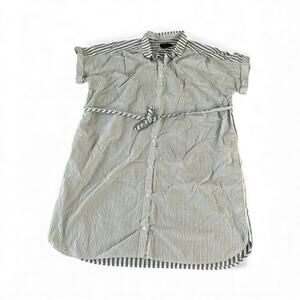 Pendleton Short Sleeve Shirt Dress | Blue Striped XL